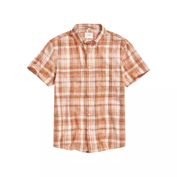 Хлопковая рубашка в клетку с короткими рукавами Tuscumbia Billy Reid