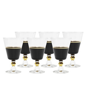 Water Glasses with Trim and Stem, Set of 6 Classic Touch