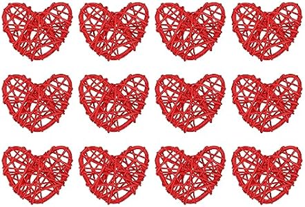 MECCANIXITY 20Pcs Heart Shaped Rattan Ball Vase Filler Natural Rattan for Valentine's Day Decoration Wedding Home Decoration Coffee 2 in Meccanixity