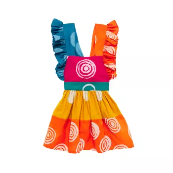 Для маленьких девочек, для маленьких девочек и для маленьких девочек; Многоярусное платье с цветными блоками и геометрическим принтом для девочек Elisamama
