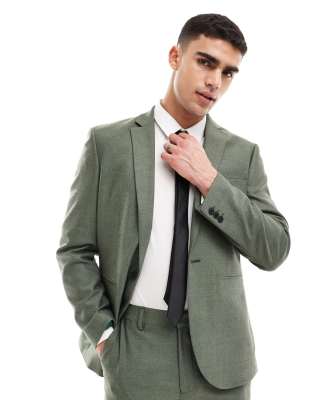 ASOS DESIGN slim suit jacket in forest green oxford texture Asos Design