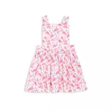 Baby Girl's &amp; Little Girl's Flamingo Print Pinafore Dress Worthy Threads
