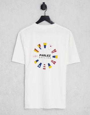 Белая футболка с принтом на спине Parlez Tradewinds Parlez