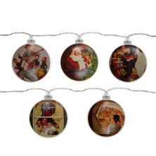 Set of 5 Norman Rockwell Glass Christmas Disc Lights Christmas Central