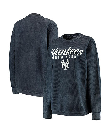 Женская темно-синяя толстовка New York Yankees Comfy Cord Pullover G-III 4Her by Carl Banks