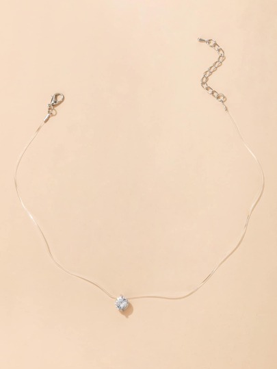 Ожерелье с цирконом с сердечком SHEIN