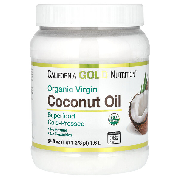 Органическое кокосовое масло холодного отжима - 1.6 л - California Gold Nutrition California Gold Nutrition