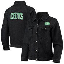 Женская черная джинсовая куртка на пуговицах The Wild Collective Boston Celtics с нашивками Unbranded