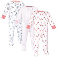 Yoga Sprout Baby Girl Cotton Zipper Sleep and Play 3шт, Фламинго Yoga Sprout