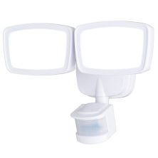 White Integrated LED Motion Sensor Dusk to Dawn Outdoor Security Flood Light - 180 Range - 70 Ft Dualux