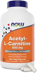 NOW Foods Acetyl L-Carnitine 500mg, 200 Vcaps, Pack of 2 NOW Foods