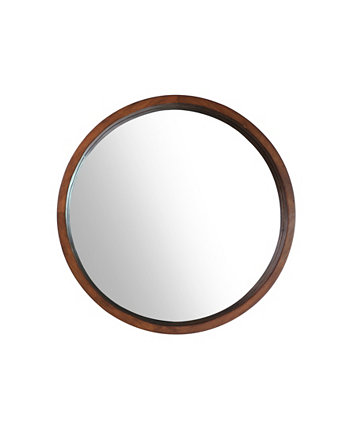 Настенное зеркало для ванной комнаты в круглой деревянной раме, глубина 30 дюймов Mirrorize