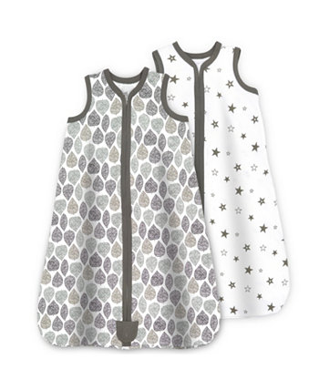 Baby Wearable Blanket, Cotton Sleep Sacks, 2 Pack Unisex Sleeping Bag Sack, 2-Way Zipper, 0.5 Tog Breathable Cotton Bublo Baby