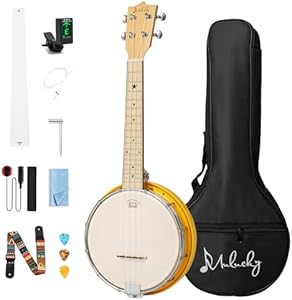 Mulucky 4 String Banjolele, Banjo Ukulele Concert Size 23 inch (Black) Mulucky