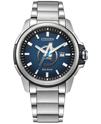 Мужские часы Eco-Drive Avengers: Infinity Saga с серебристым браслетом из нержавеющей стали 45 мм Citizen