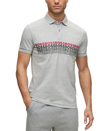 Мужская рубашка-поло BOSS из смесового хлопка с вышитыми логотипами BOSS