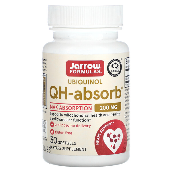 Убихинол, QH-Absorb, 200 мг, 30 мягких таблеток Jarrow Formulas