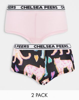 Розовые и белые трусы-боксеры с леопардовым принтом Chelsea Peers Love (2 шт.) Chelsea Peers