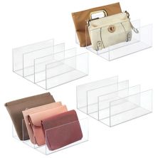 mDesign Plastic Divided Purse Storage Organizer for Closets - 4 Pack MDesign
