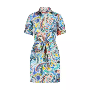 Carolina Watercolor Paisley Shirtdress Dress Robert Graham