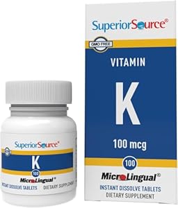 Superior Source Vitamin K1 Multivitamins, 100 mcg,Tablet, 100 Count Superior Source