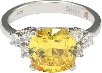 Обручальное кольцо из стерлингового серебра с желтым фианитом Suzy Levian