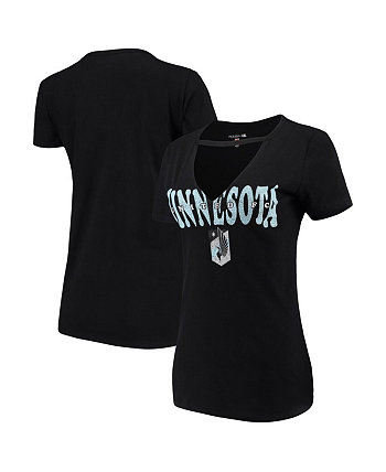 Женская рваная футболка 5th & Ocean by Black с v-образным вырезом Minnesota United FC Athletic Baby New Era