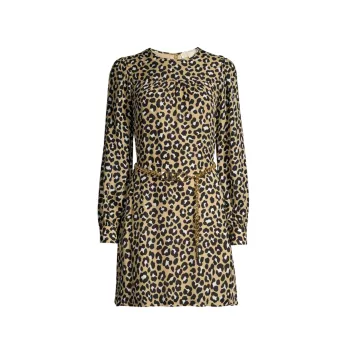 Леопардовое мини-платье с поясом MICHAEL Michael Kors