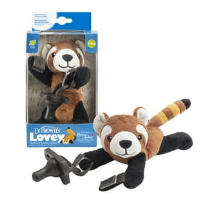 Dr. Brown's Baby Lovey Pacifier & Teether Holder, Red Panda with Black HappyPaci, 100% Silicone, 0-6m Visit the Dr. Brown's Store