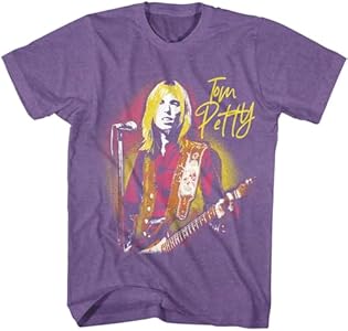 American Classics Tom Petty & The Heartbreakers Tom Petty at The Mic Adult Purple Heather Short Sleeve Graphic T-Shirt - Large American Classics