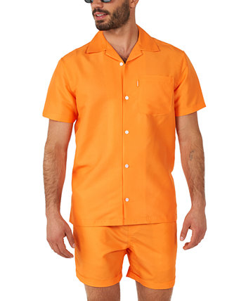 Мужской однотонный оранжевый комплект из рубашки и шорт с короткими рукавами OppoSuits