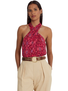 Блуза Shantung с лямкой на шее и геопринтом Ralph Lauren