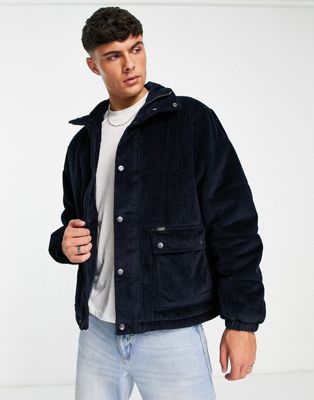 Темно-синяя вельветовая куртка-пуховик с двумя карманами Lee LEE