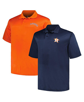 Мужской комплект из двух однотонных рубашек-поло темно-синего и оранжевого цветов Houston Astros Big and Tall Profile