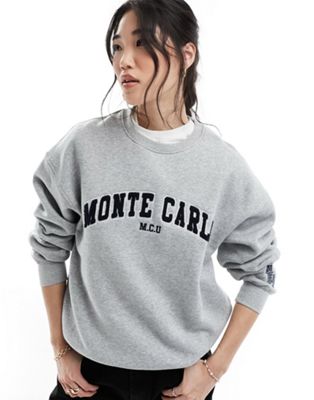 Женская Толстовка COTTON ON Relaxed с ретро графикой Monte Carlo в сером COTTON ON