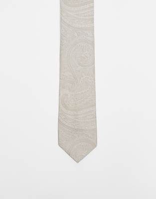 ASOS DESIGN paisley print tie in neutral Asos Design