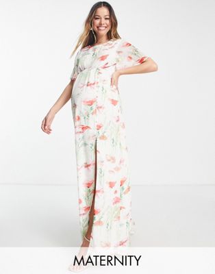 Розовое платье макси с цветочным принтом Hope & Ivy Maternity Greta Hope & Ivy Maternity