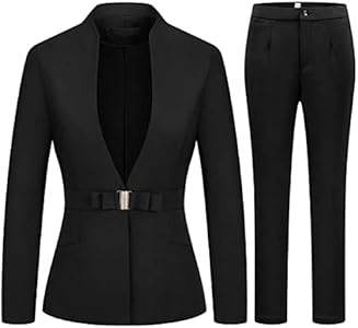 MODFUL Women's Business Pant Suit Set 2 Piece Slim Fit Blazer Jacket One Button Buckle Closure Lady Work Suit for Office MODFUL