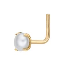 14k Gold 90 Degree Angle Freshwater Cultured Pearl Nose Stud LILA MOON