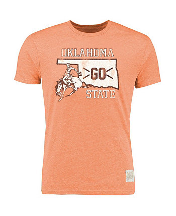 Мужская футболка в винтажном стиле Tri-Blend Oklahoma State Cowboys Heather Orange Oklahoma State Cowboys Original Retro Brand