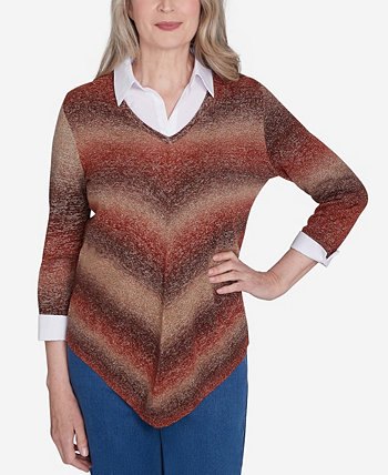 Женский Кардиган Alfred Dunner Petite Classics Chevron Ombre Woven Sweater Alfred Dunner