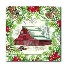COURTSIDE MARKET Red Barn Christmas Canvas Wall Art Courtside Market
