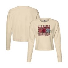 Women's Natural Alabama Crimson Tide Comfort Colors Basketball Cropped Long Sleeve T-Shirt Image One