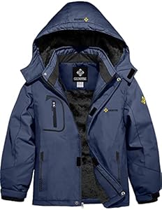 GEMYSE Boy's Waterproof Ski Snow Jacket Fleece Windproof Winter Jacket with Hood GEMYSE