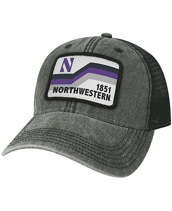 Men's Black Northwestern Wildcats Sun & Bars Dashboard Trucker Snapback Hat Legacy Athletic