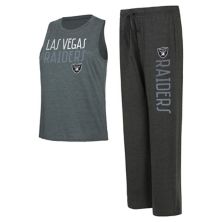 Women's Concepts Sport Black/Charcoal Las Vegas Raiders Muscle Tank Top & Pants Lounge Set Unbranded