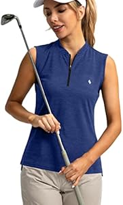 SANTINY Women's Sleeveless Golf Shirt Zip Up Tennis Lightweight Quick Dry Tank Tops Polo Shirts for Women Santiny