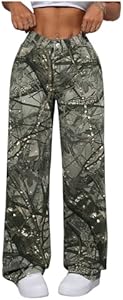 SHENHE Women's Camo Print Low Rise Y2k Jeans Straight Leg Loose Jeans Denim Pants Streetwear Shenhe