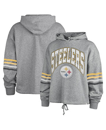 Женский пуловер с капюшоном цвета Хизер Серый Pittsburgh Steelers Upland Bennett '47 Brand