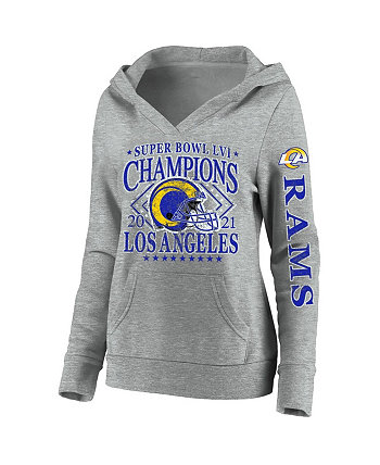 Женский пуловер больших размеров с v-образным вырезом в стиле ретро, серый Лос-Анджелес Рэмс, суперкубок LVI Champions, толстовка с капюшоном Fanatics